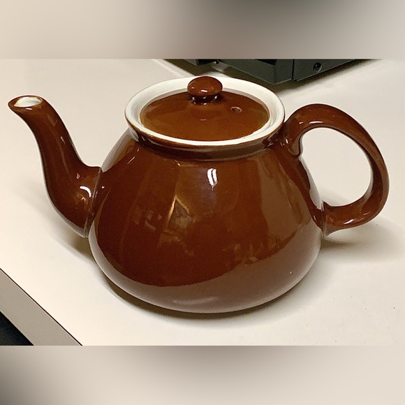 Mid Century Vintage Brown Ceramic Restaurant Diner Style Lidded Teapot - Picture 7 of 16
